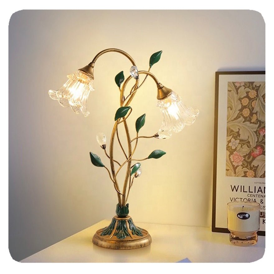 Flower Table Lamp Brigitte Vintage - Gold and Crystal
