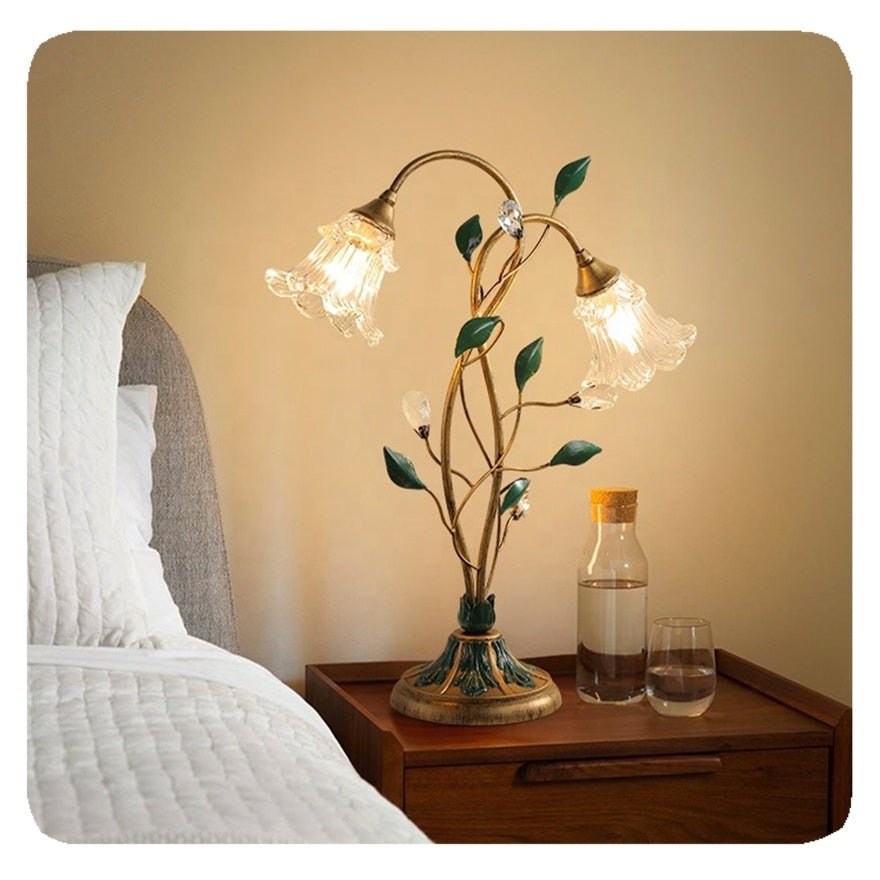 Flower Table Lamp Brigitte Vintage - Gold and Crystal