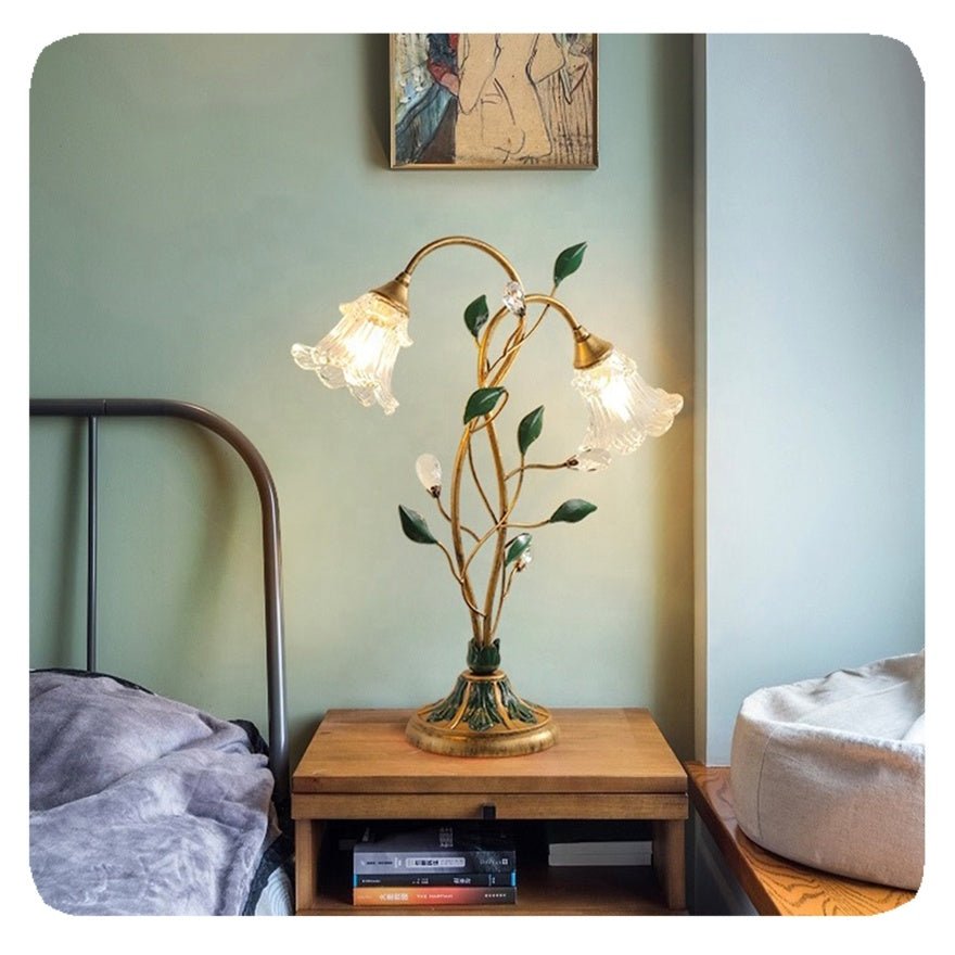 Flower Table Lamp Brigitte Vintage - Gold and Crystal