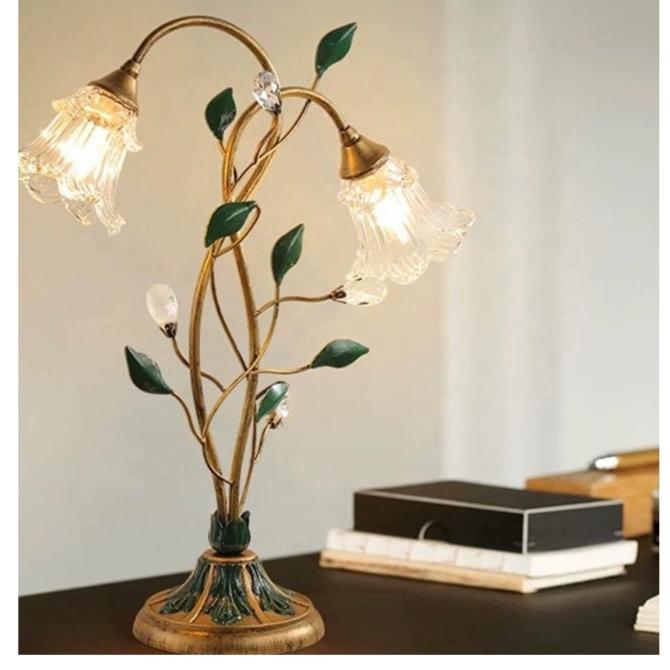 Flower Table Lamp Brigitte Vintage - Gold and Crystal