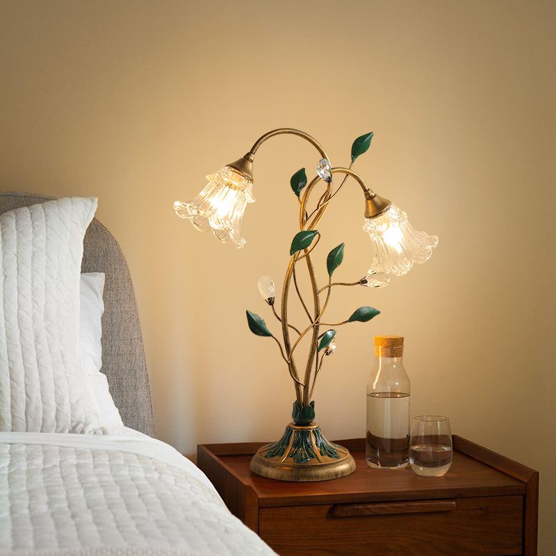 Flower Table Lamp Brigitte Vintage - Gold and Crystal