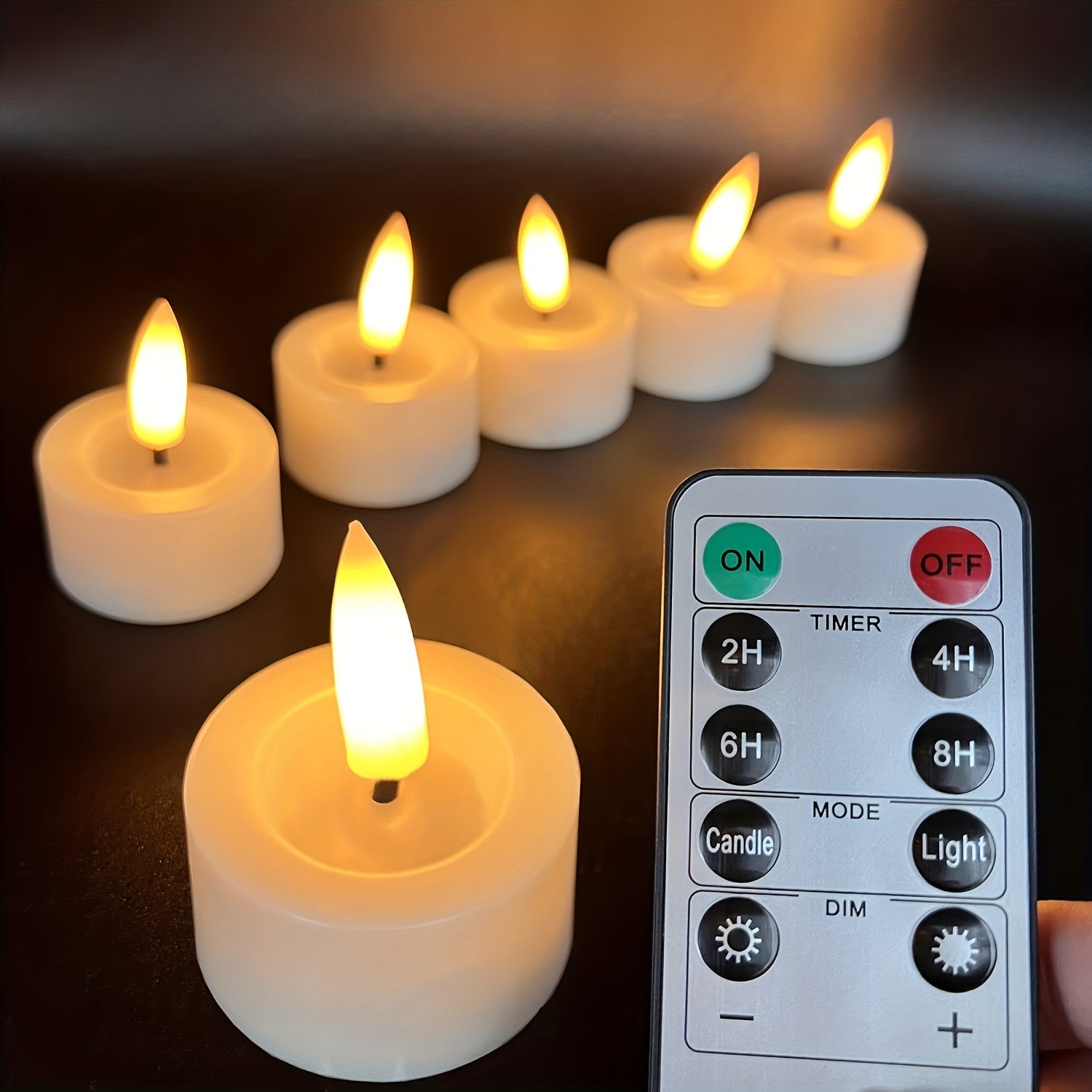 Safe Flameless Tealight Set - Remote Control & Dimmable Timer