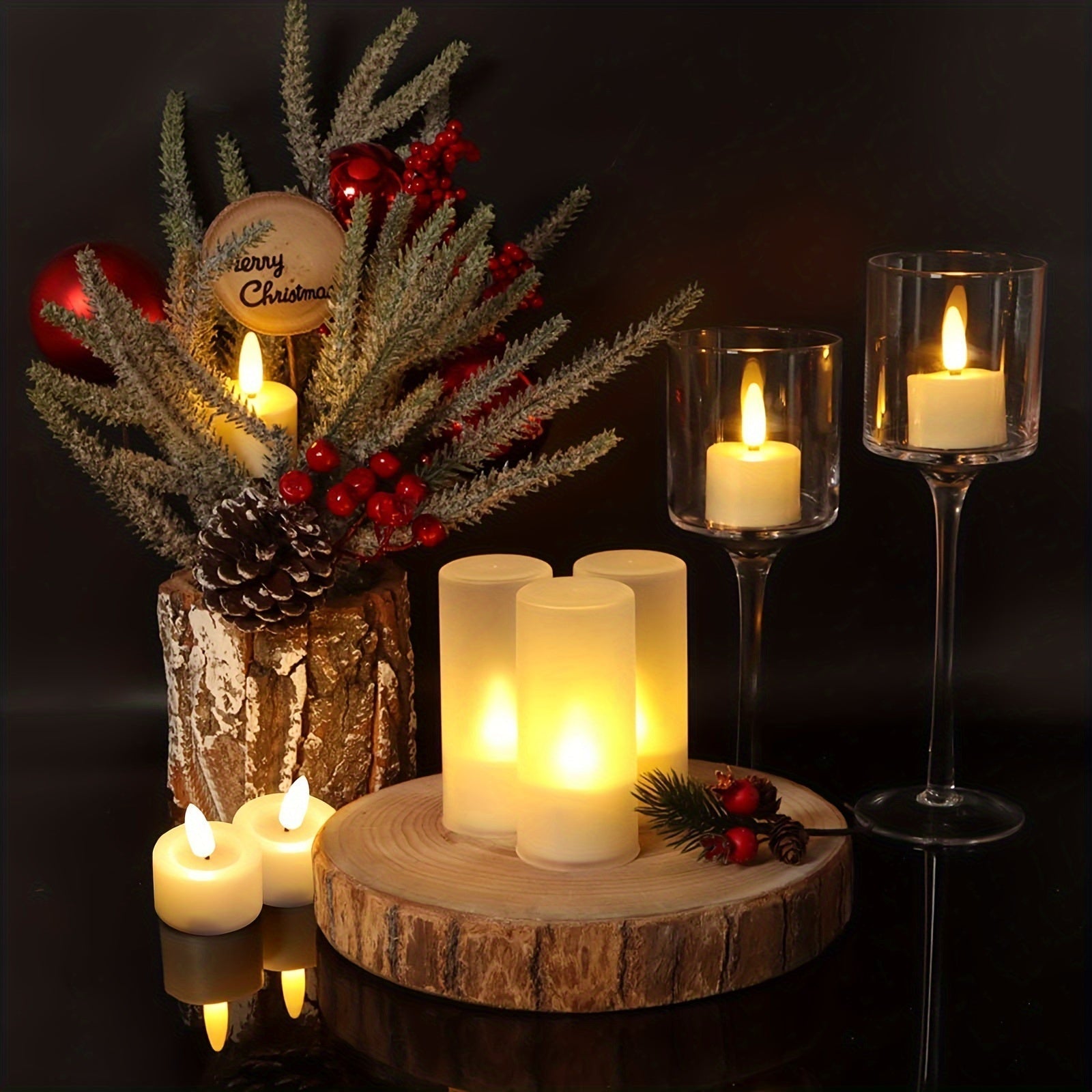Safe Flameless Tealight Set - Remote Control & Dimmable Timer