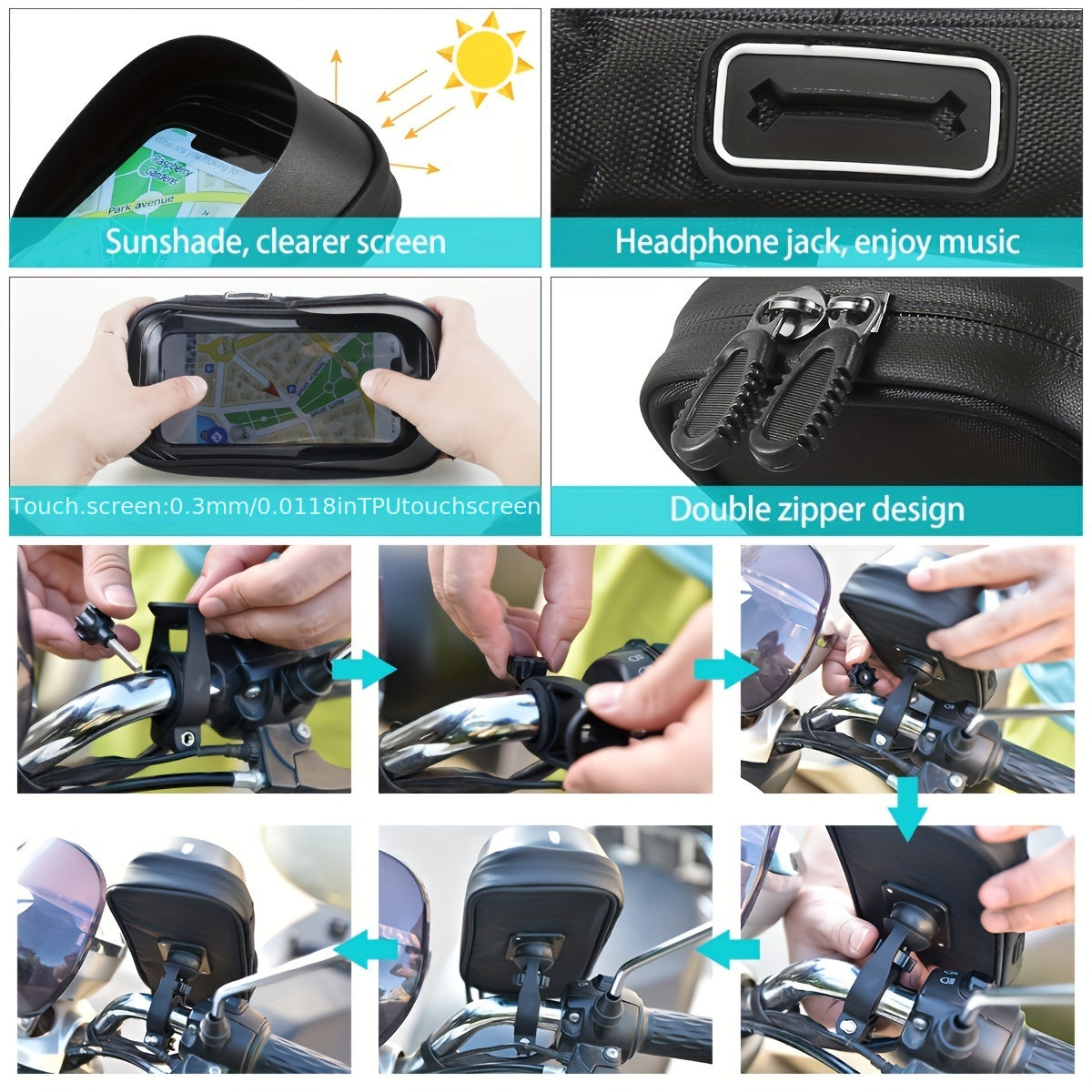 Waterproof Phone Holder for Bicycle and Motorcycle | 360° Rotatable