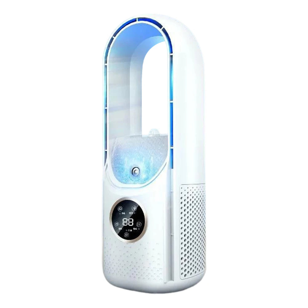 202Portable Airco - Portable Silent Air Cooler - USB-Powered - 6 Speeds - For Home, Office & Travel - White/Blue