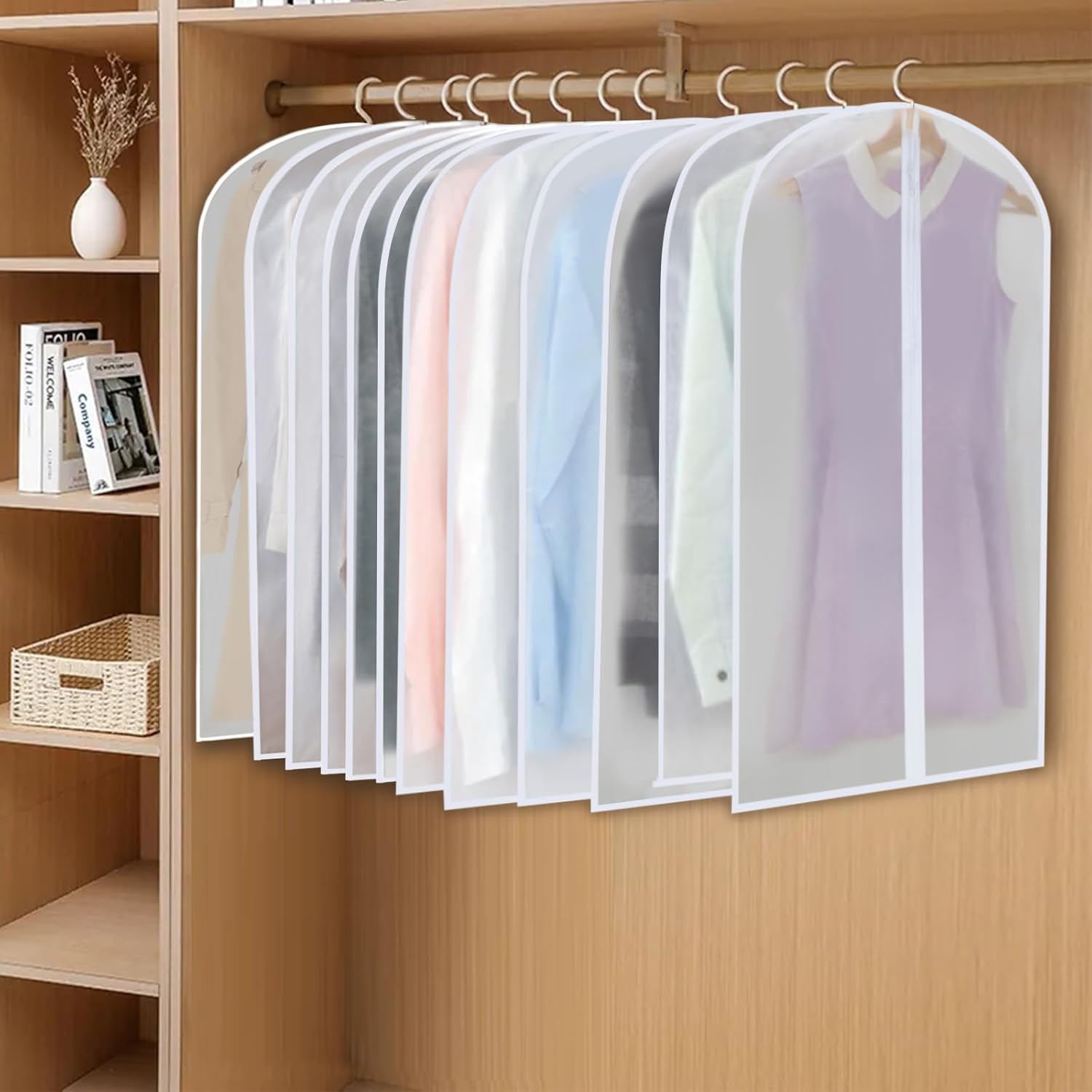 PEVA Garment Bag Set – 12-Pack Hanging Garment Covers in 3 Sizes (Buy 1, Get 1 FREE)