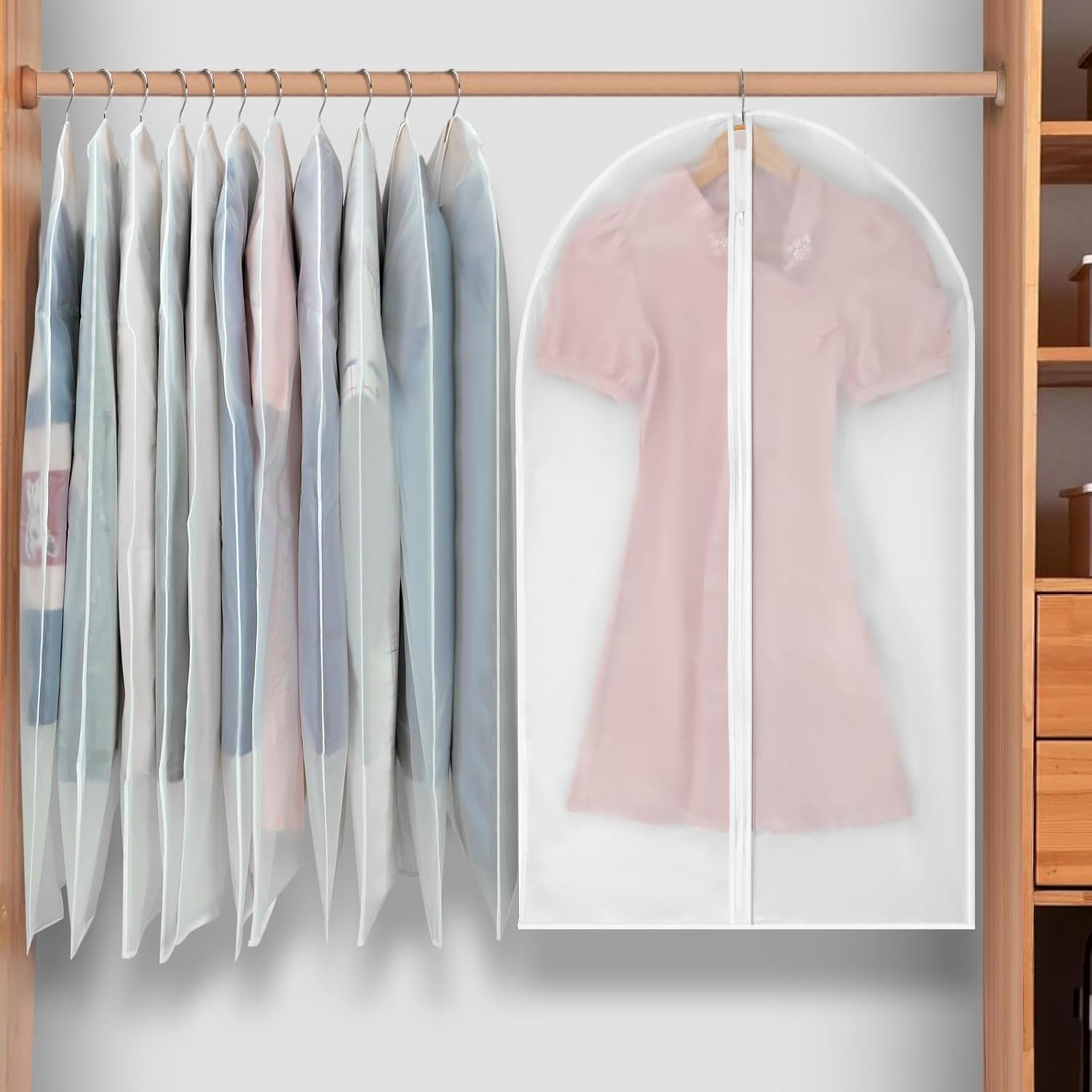 PEVA Garment Bag Set – 12-Pack Hanging Garment Covers in 3 Sizes (Buy 1, Get 1 FREE)
