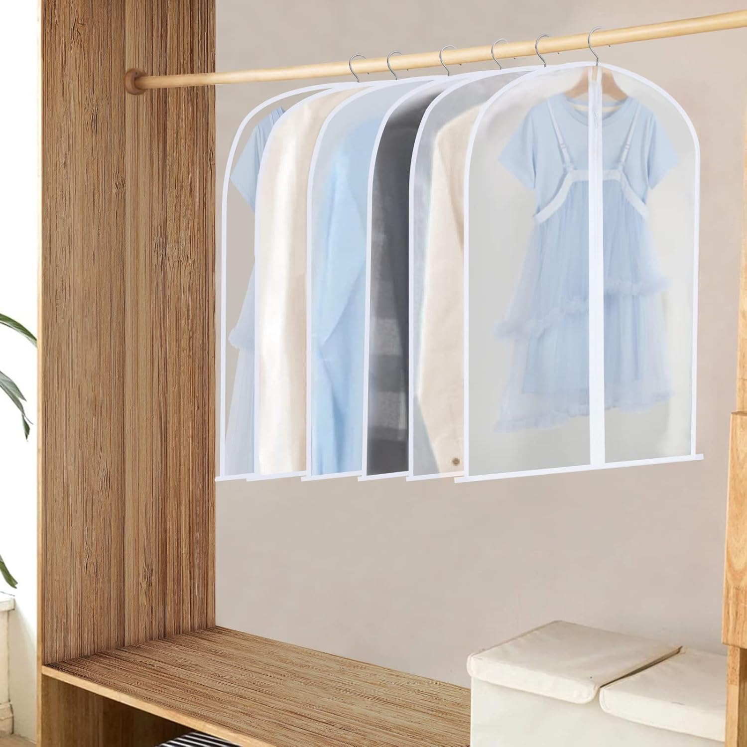 PEVA Garment Bag Set – 12-Pack Hanging Garment Covers in 3 Sizes (Buy 1, Get 1 FREE)