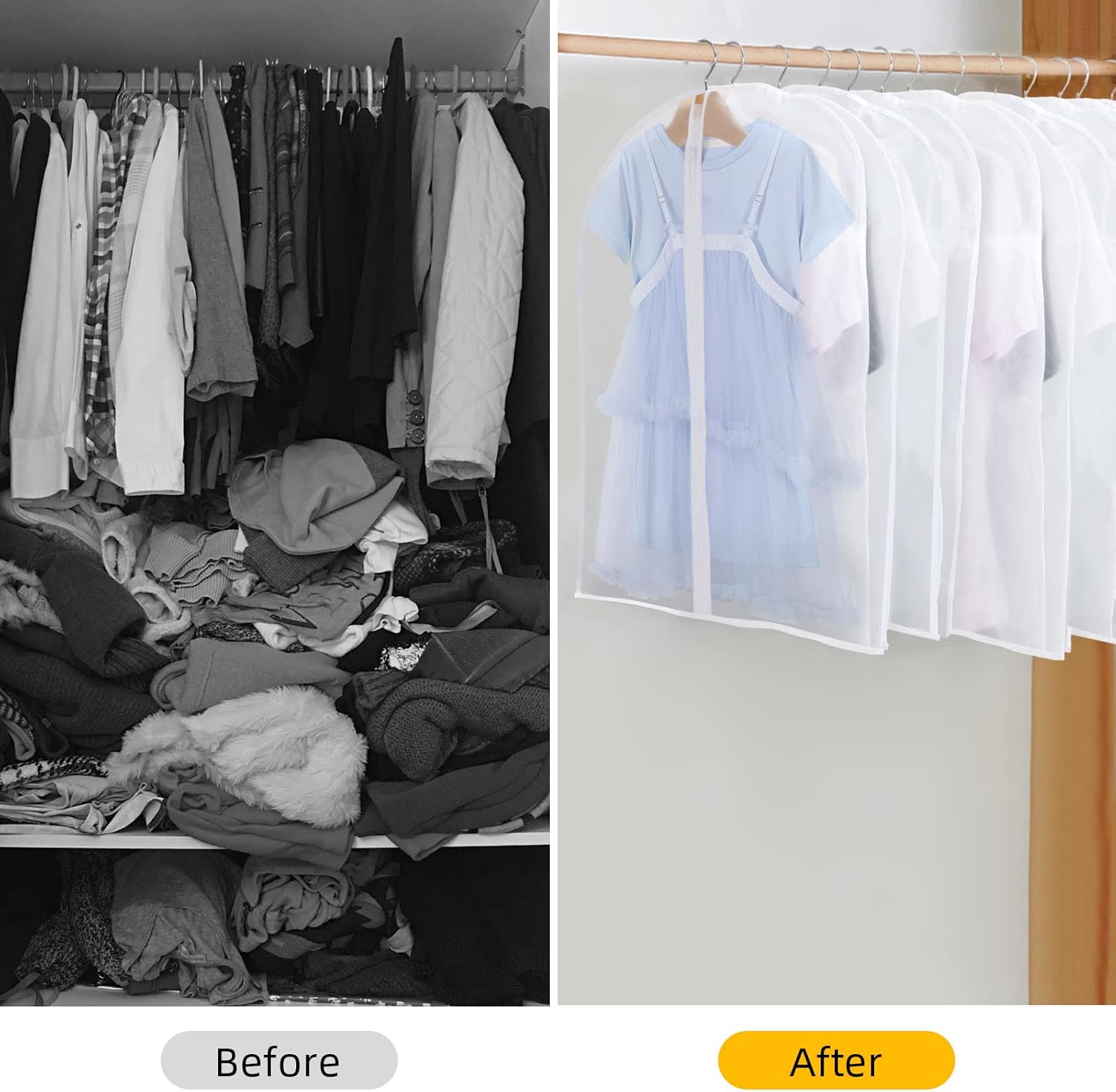 PEVA Garment Bag Set – 12-Pack Hanging Garment Covers in 3 Sizes (Buy 1, Get 1 FREE)