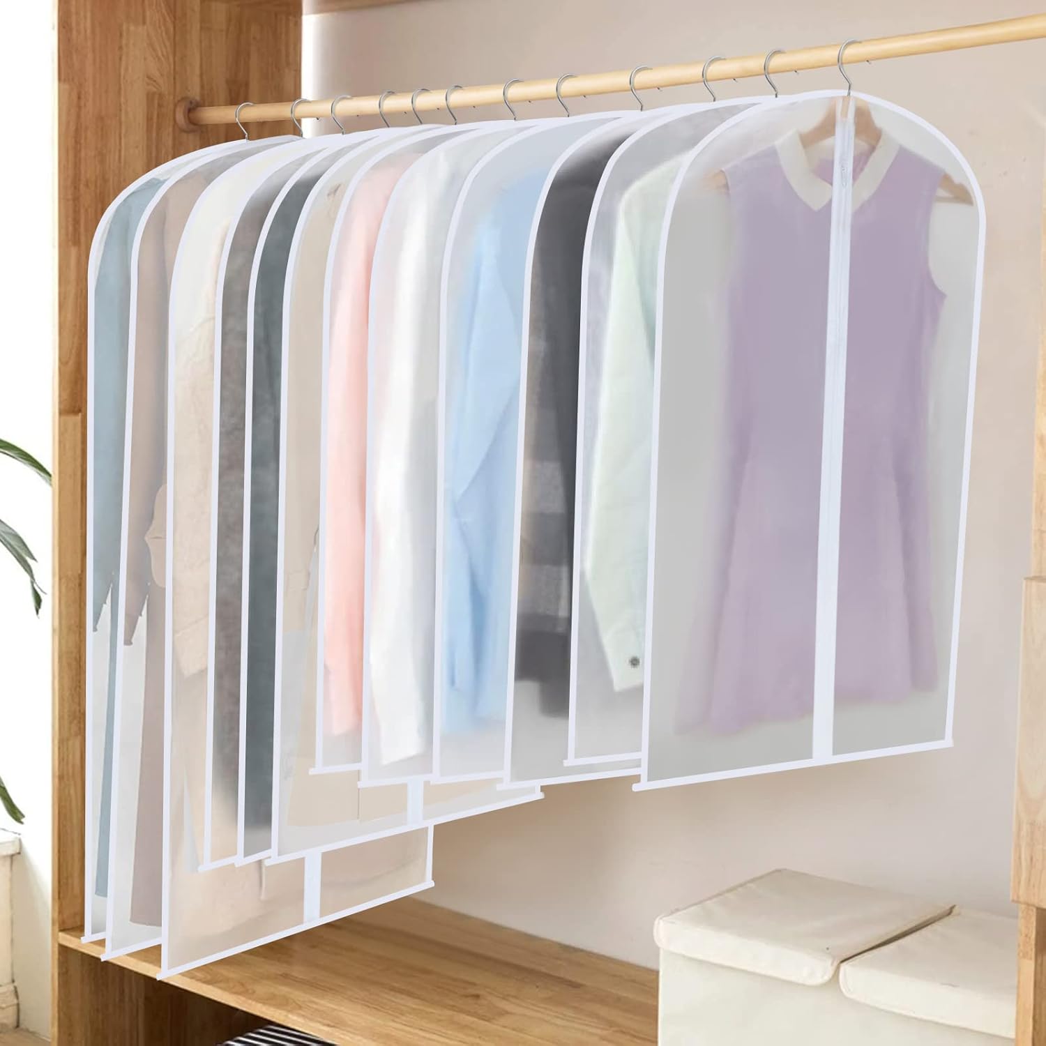 PEVA Garment Bag Set – 12-Pack Hanging Garment Covers in 3 Sizes (Buy 1, Get 1 FREE)
