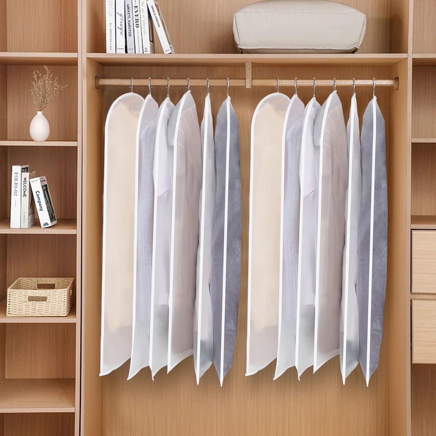 PEVA Garment Bag Set – 12-Pack Hanging Garment Covers in 3 Sizes (Buy 1, Get 1 FREE)