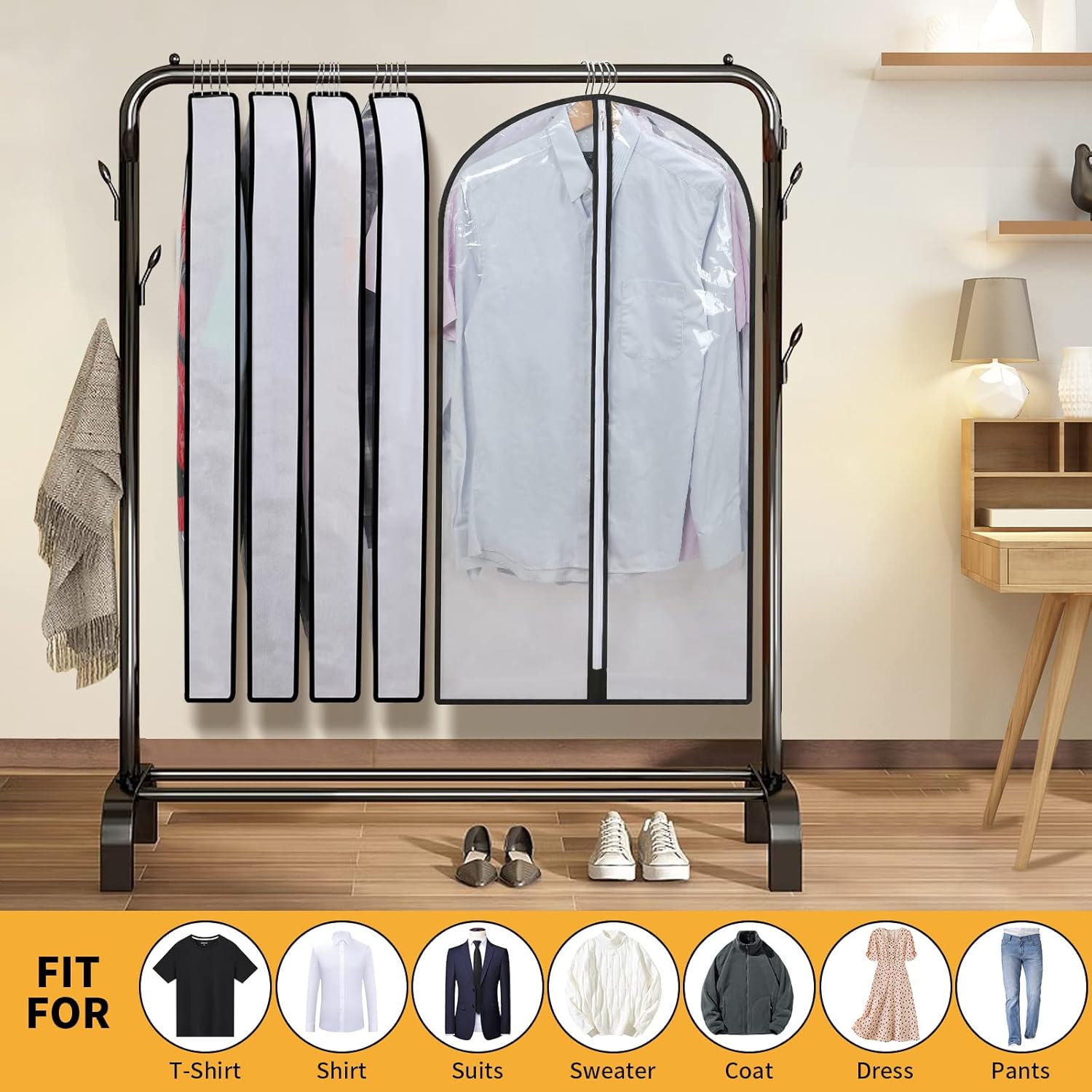 PEVA Garment Bag Set – 12-Pack Hanging Garment Covers in 3 Sizes (Buy 1, Get 1 FREE)