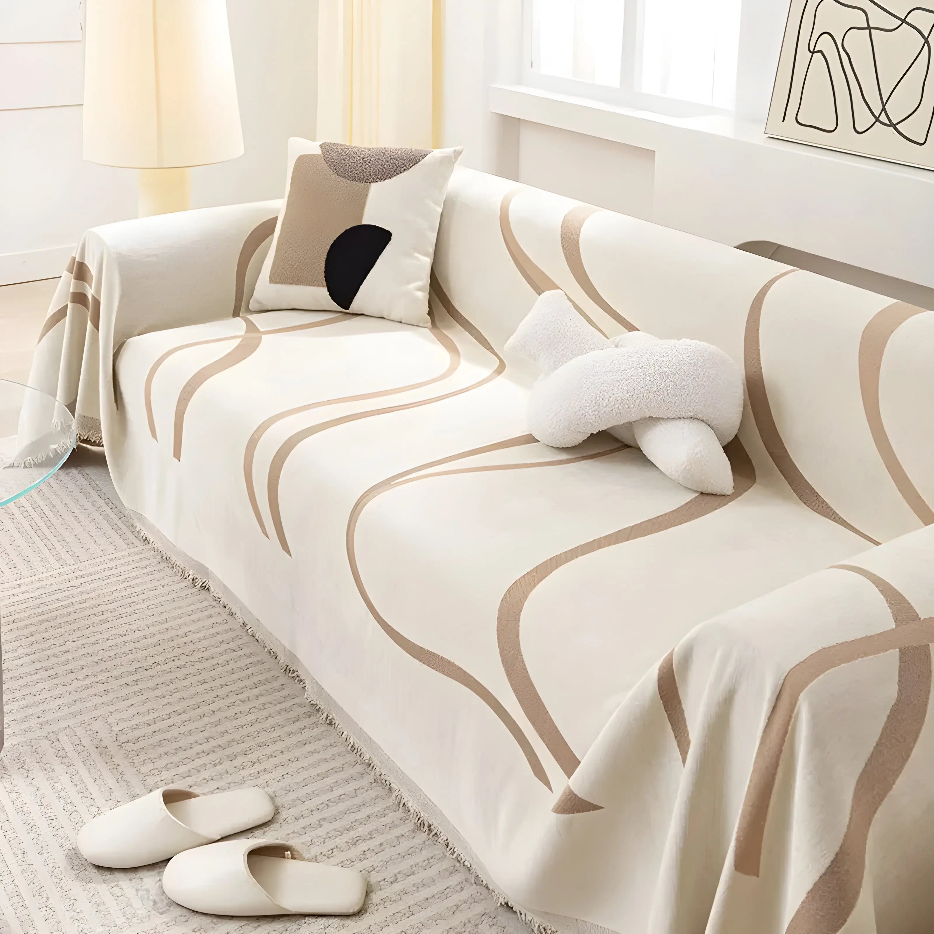 Reversible Chenille/Cotton Sofa Cover – LuxeCasa