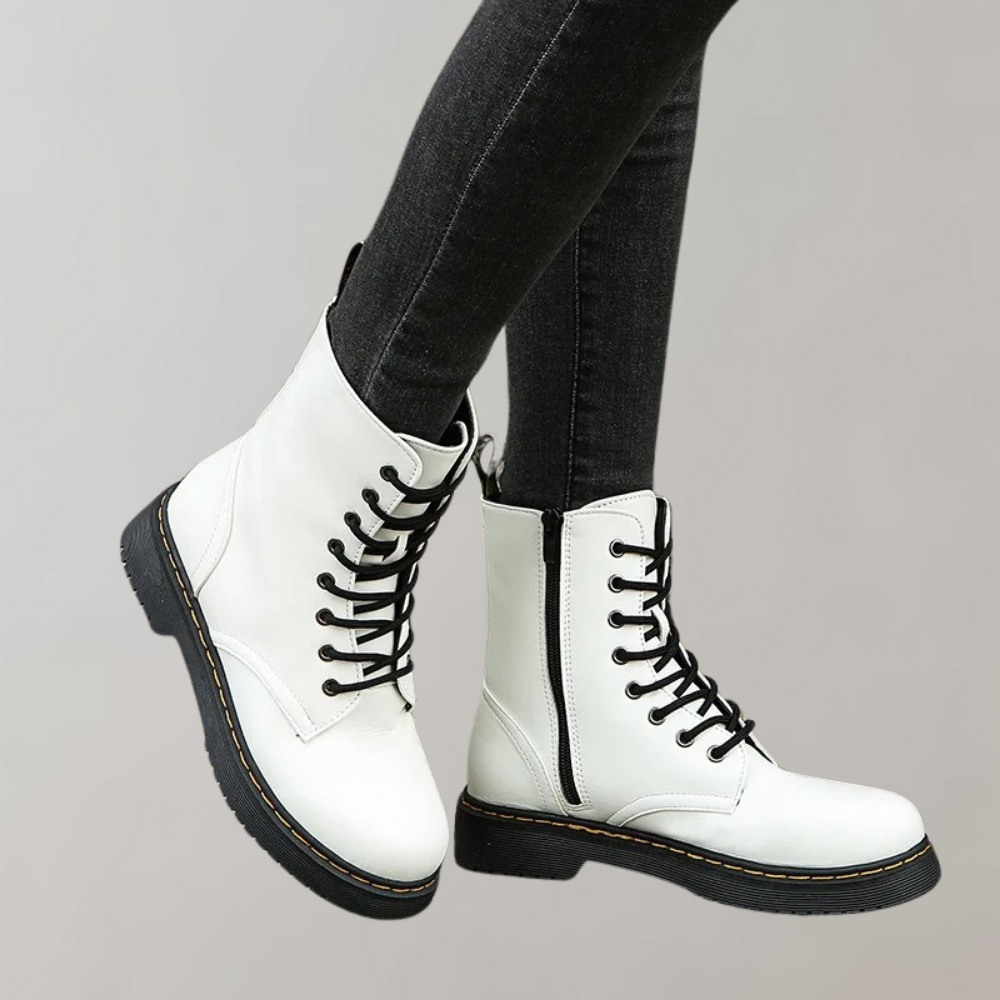 Stylish Lace-Up Shoes - Leather Ladies' Boots Silky