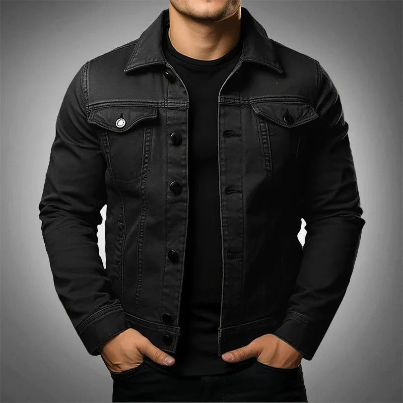 Black Lightweight Men's Denim Jacket - Stylish & Comfortable