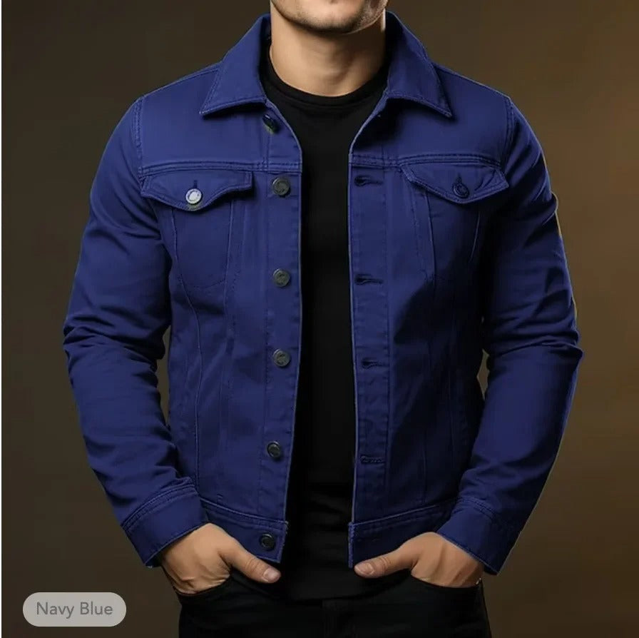 Black Lightweight Men's Denim Jacket - Stylish & Comfortable