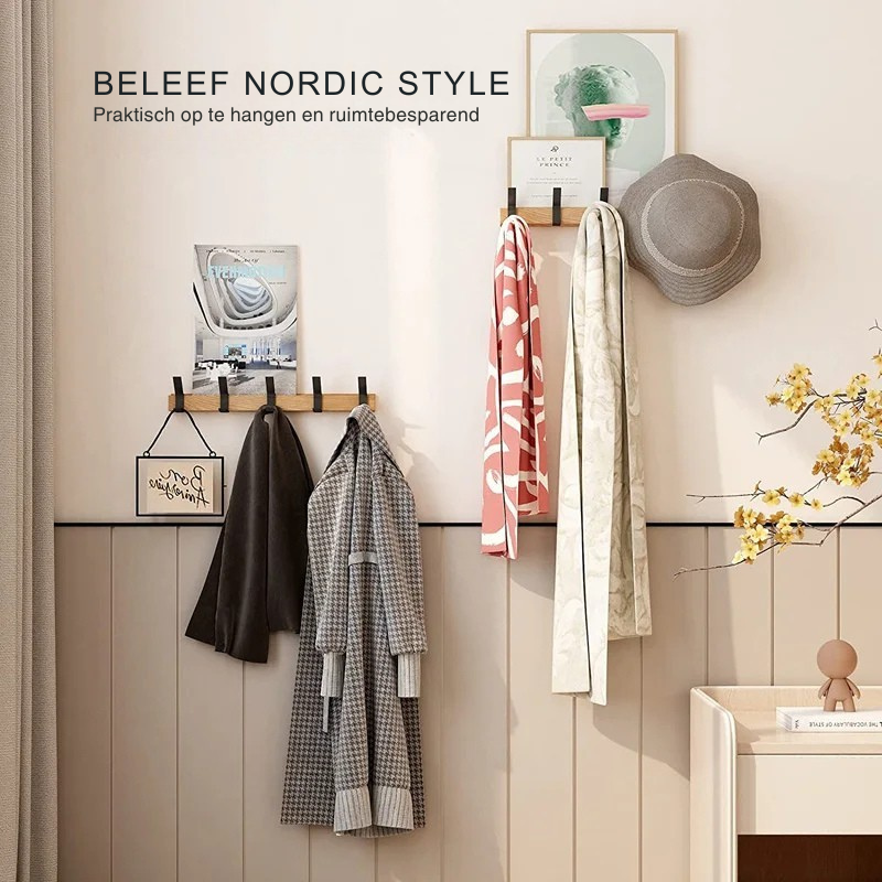 Wall Coat Rack | Scandinavian Black | Adjustable Hooks